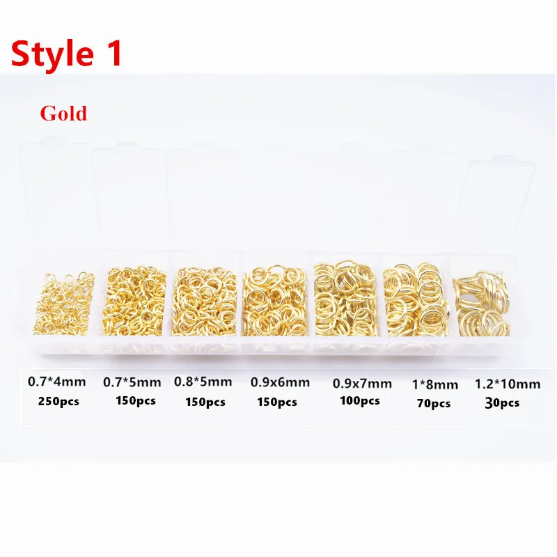 900 Pcs Alloy Open Jump Rings Mixed 3mm 4mm 5mm 6mm 7mm 8mm 10mm Split Rings For DIY Jewelry Making Findings HK060