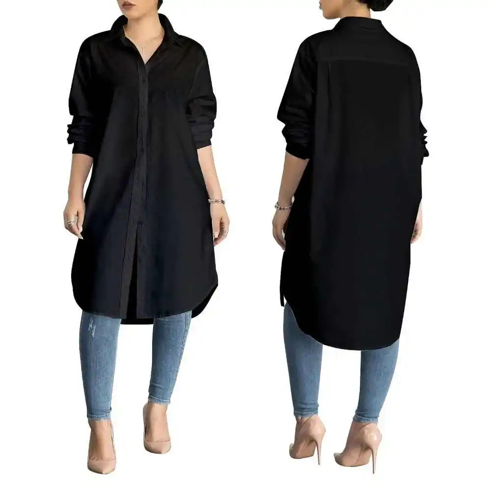 

plus Size Long Office Lady irt Women's Ops And Blouses Faionable Knot Ry Cotton Thin Spring Summer Top