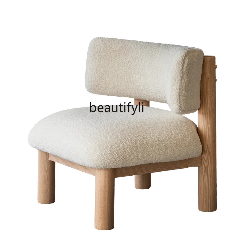 

Pure White Armchair Leisure Chair Sofa Chair Oak Solid Wood Living Room