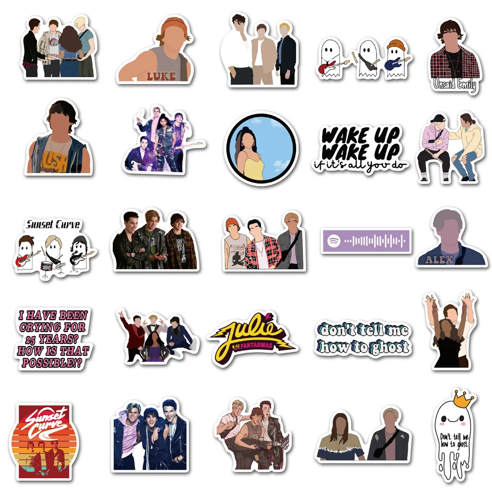 50Pcs TV Fashion Aesthetic Waterproof Vinyl Stickers for Julie And The Phantoms Adults for Birthday Party Supplies Decoration