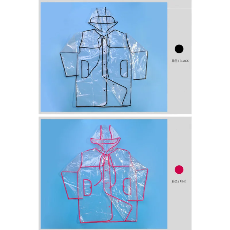 女性と女の子のための透明なビニールのレインコート,ファッショナブルなトラックスーツ