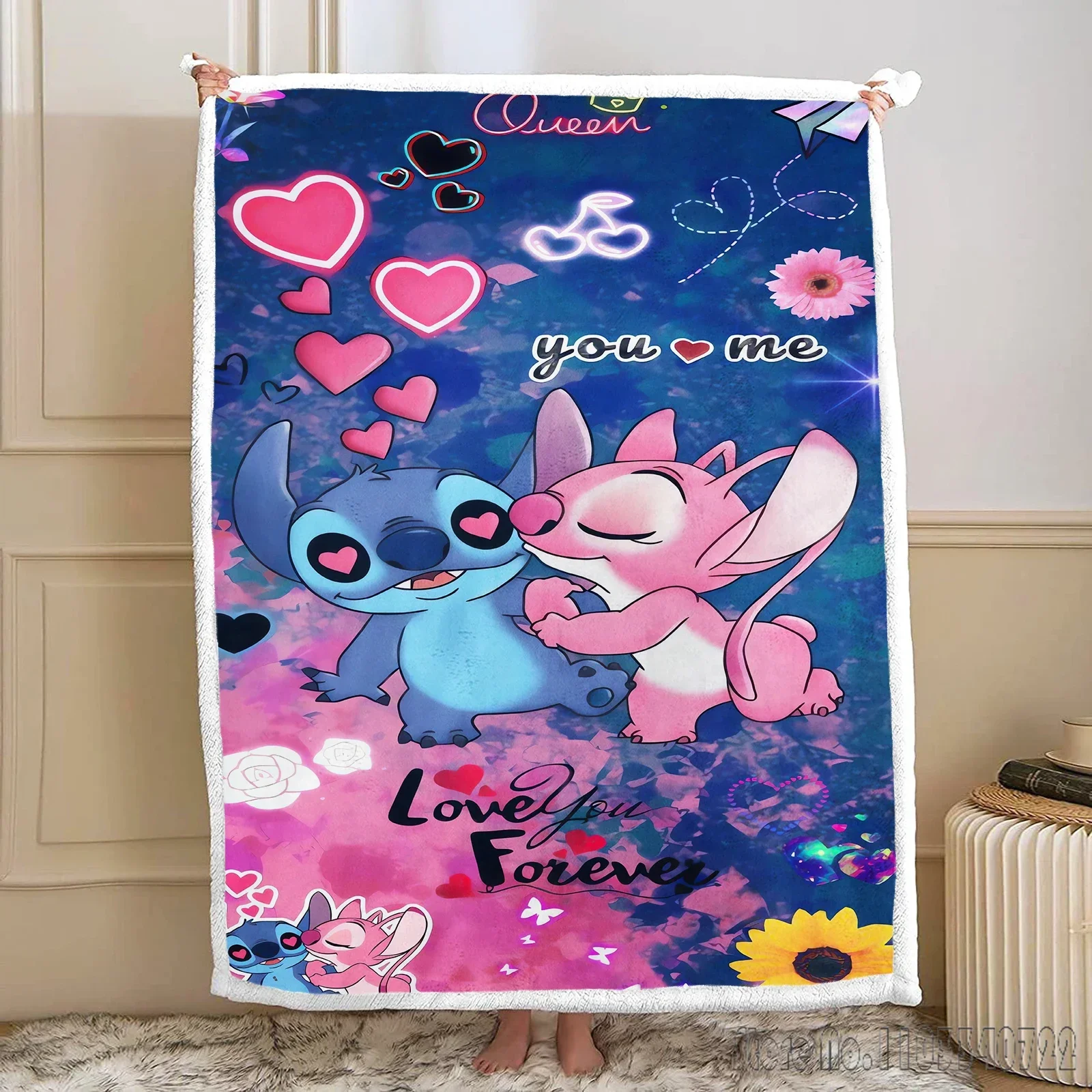 

Anime Stitch Fluffy Blankets Cartoon Soft Skin-Friendly Children Various Size Cute Printed, Luxury Winter Throws