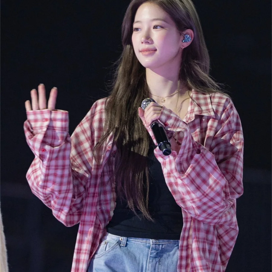 

Loose Long Sve irt Women's Summer 2025 Commute Sle Pure Cotton Cheered Pattern UV Protection East Gate Daejeon Sle