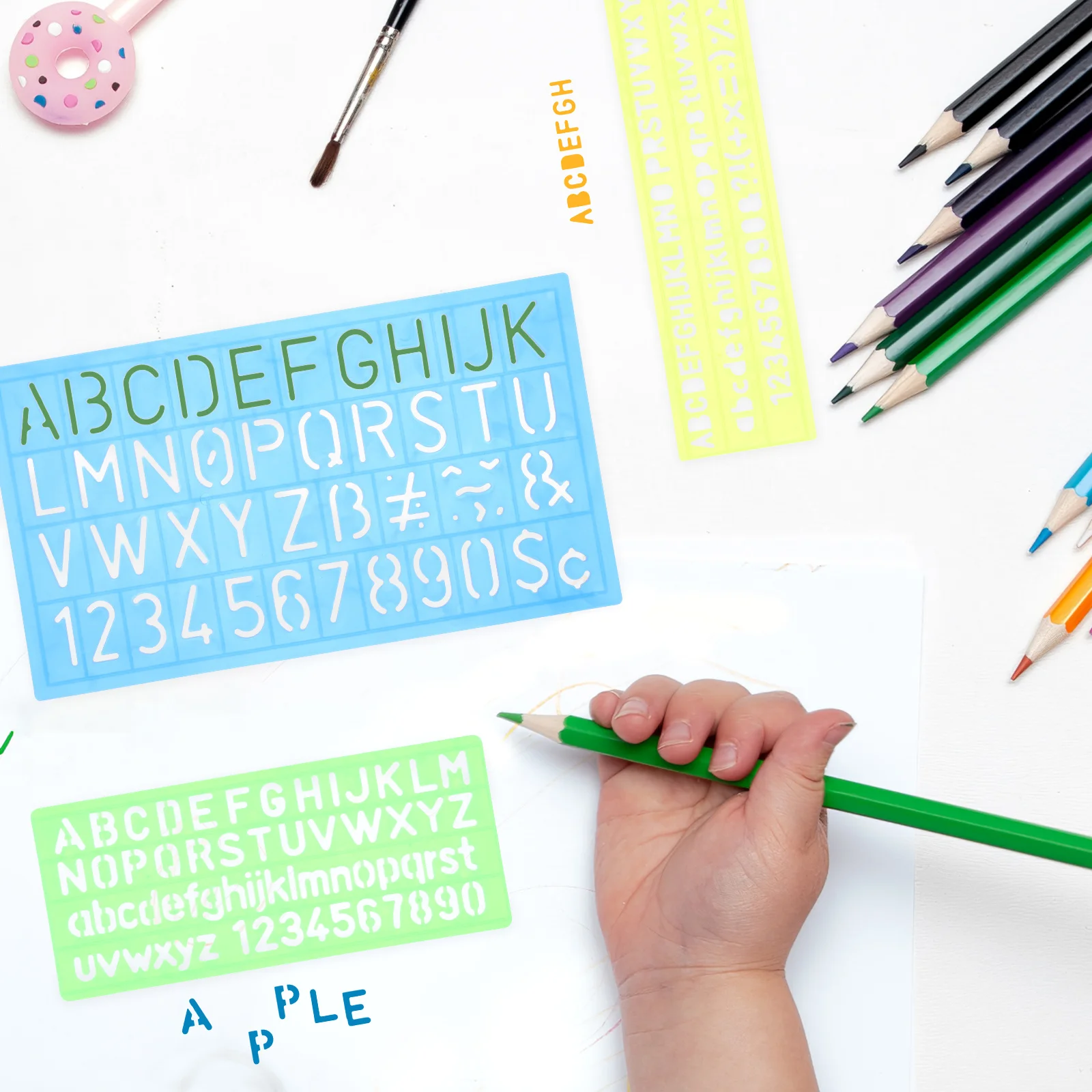 

4Pcs Reusable Letter Templates Durable Washable DIY Craft Stencils Multi-Function Wall Accessory Stencils Wall Accessory