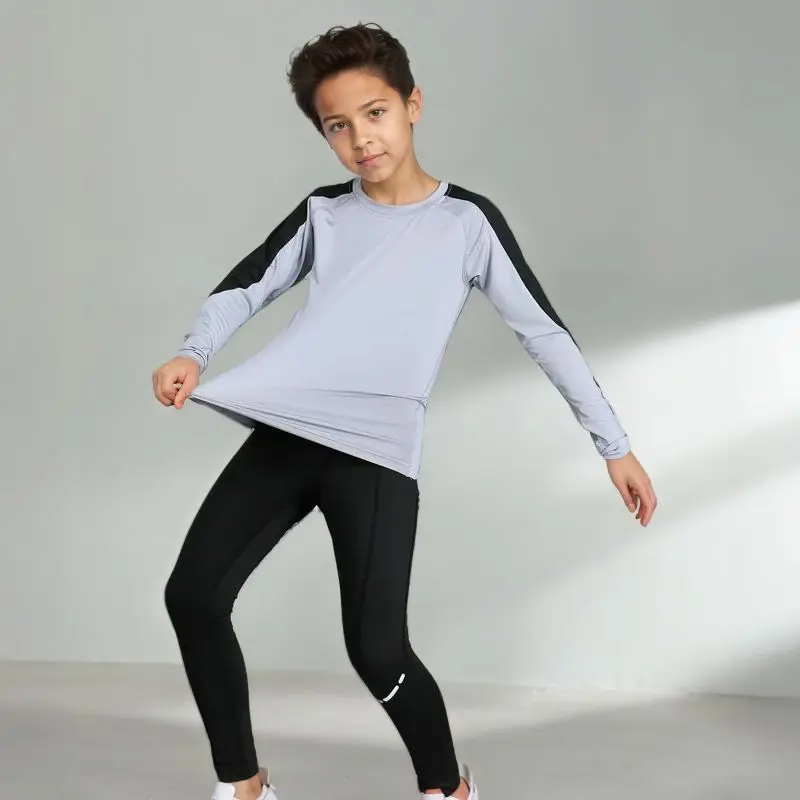 بدلة رياضية شتوية للأطفال ملابس داخلية حرارية سريعة الجفاف للأولاد ملابس رياضية مضغوطة للجري ملابس رياضية ممتصة للعرق #1