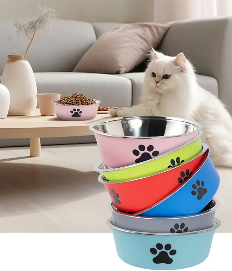 Hundenapf mit rutschfester Gummibasis und Trinknapf für kleine Katzen und Hunde, Edelstahl-Futternapf für Haustiere – Detail 1