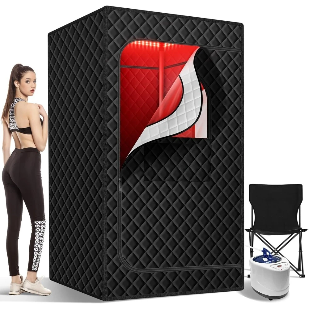 

Upgraded Infrared Sauna Box for Relaxation,Detoxification,Portable Steam Sauna for Home with XL Steamer,Folding Chair,Multiple