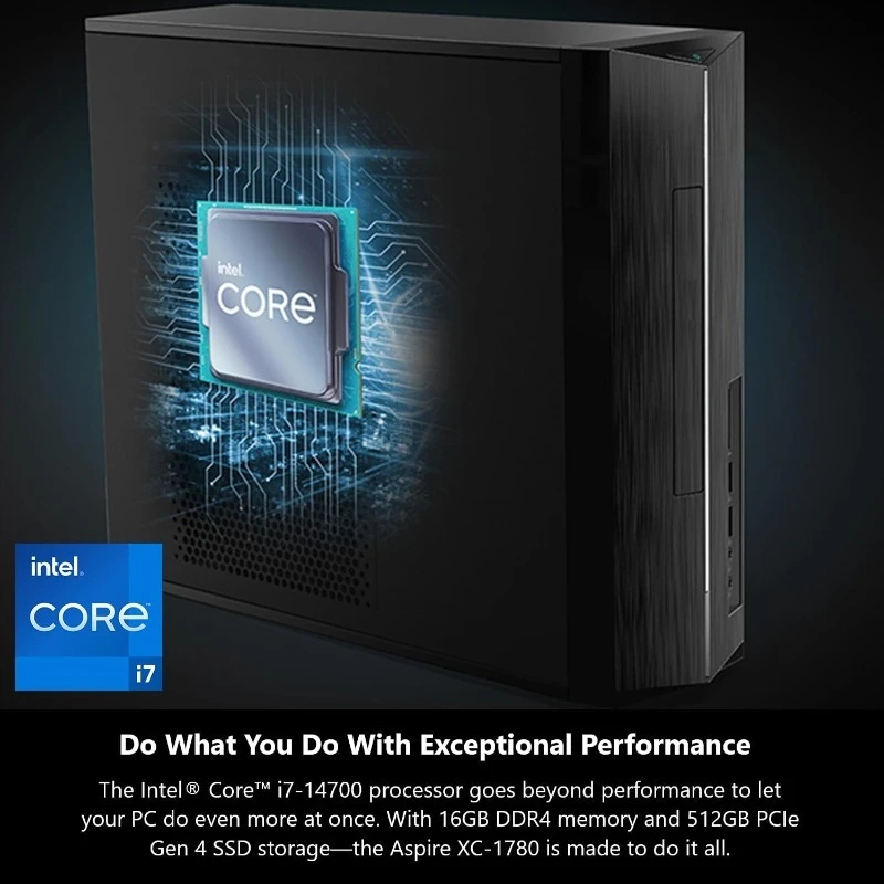 XC-1780-UA93 سطح المكتب |   معالج Core i7-14700 ذو 20 نواة (حتى 5.4 جيجا هرتز) |   ذاكرة الوصول العشوائي DDR4 بسعة 16 جيجابايت و3200 ميجاهرتز |   512 جيجابايت PCIe الجنرال