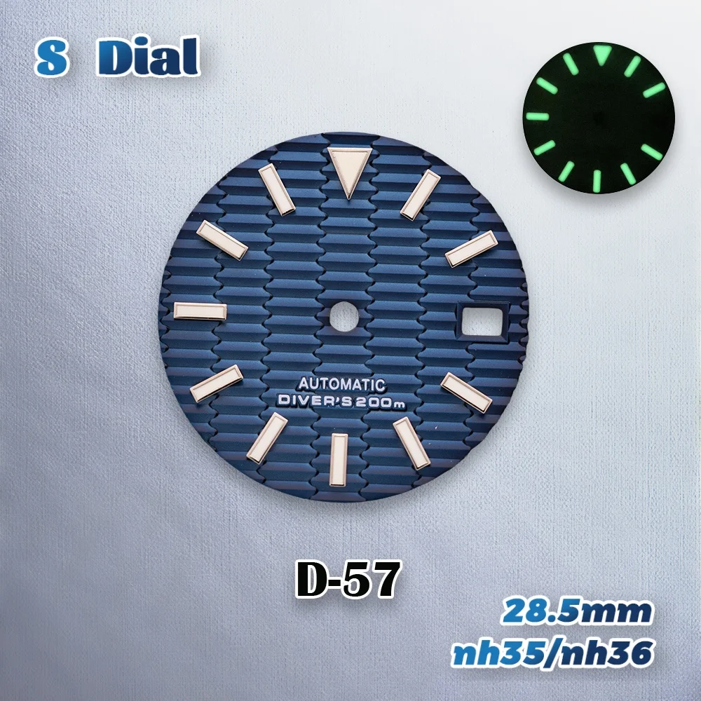 28.5mm S Logo SKX007 Pendenza Quadrante Fit NH35/NH36 Movimento Giappone Verde Luminoso Squisito Orologio Modifica Accessori di Riparazione