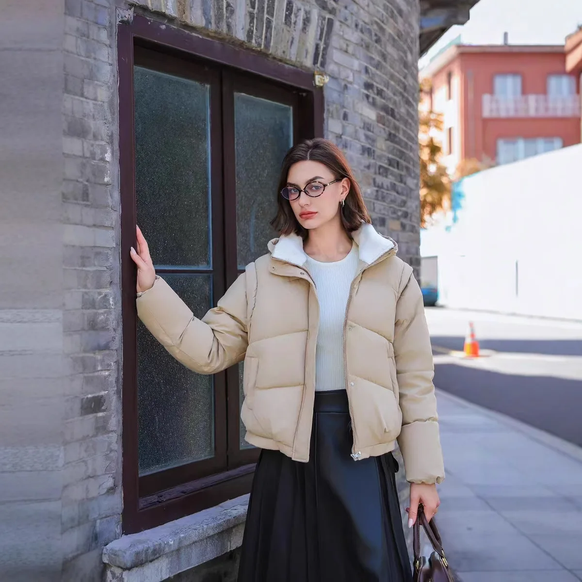 

Зимние модные женские однотонные повседневные модные повседневные простые базовые стеганые куртки с длинными рукавами женские пальто со съемными рукавами