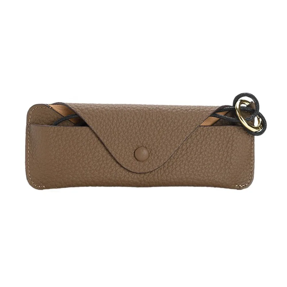 

Portable Genuine Leather Glasses Case Retro Handmade Glasses Storage Box with Lanyard Cowhide Leather Sun Glasses Spectacle Case