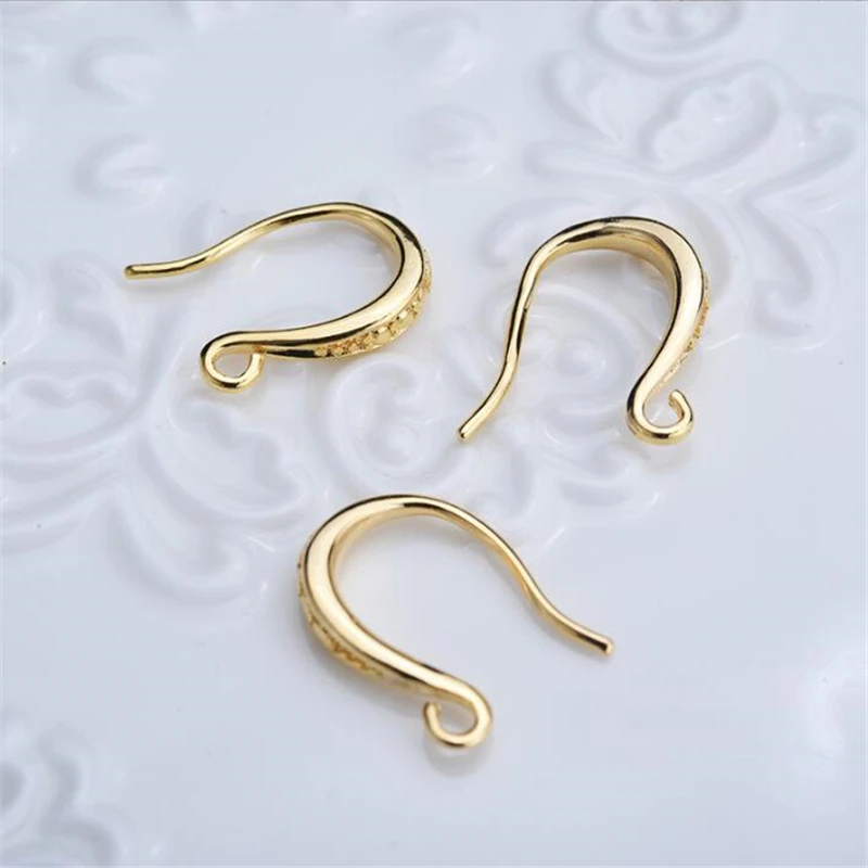 10Pcs/Lot New Real Gold Plated U Shape Ear Hooks Charm Connectors Diy Earrings Ornament Jewelry Findings Making Accessories