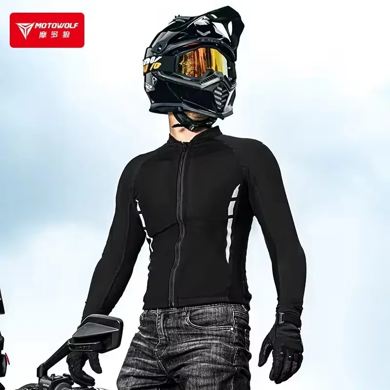

MOTOWOLF Men's Motorcycle Jacket Summer Breathable Motocross Body Armor Elastic Rider Racing Jacket Clothing CE Certified