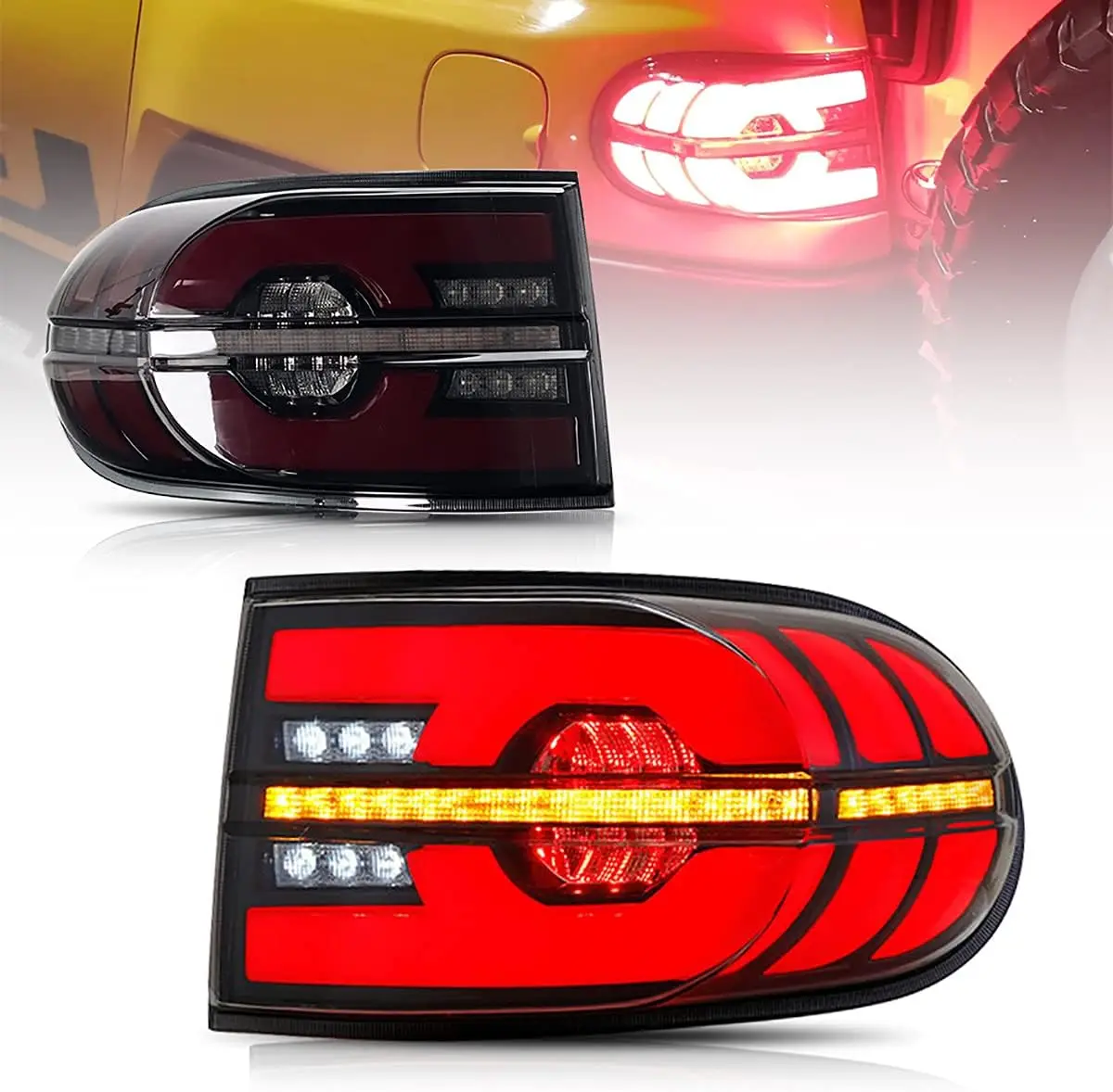 

1Set LED Tail Lights Assembly for Toyota FJ cruiser 2006-2020 Sequential Turn Signal Trunk Rear Brake Lamps