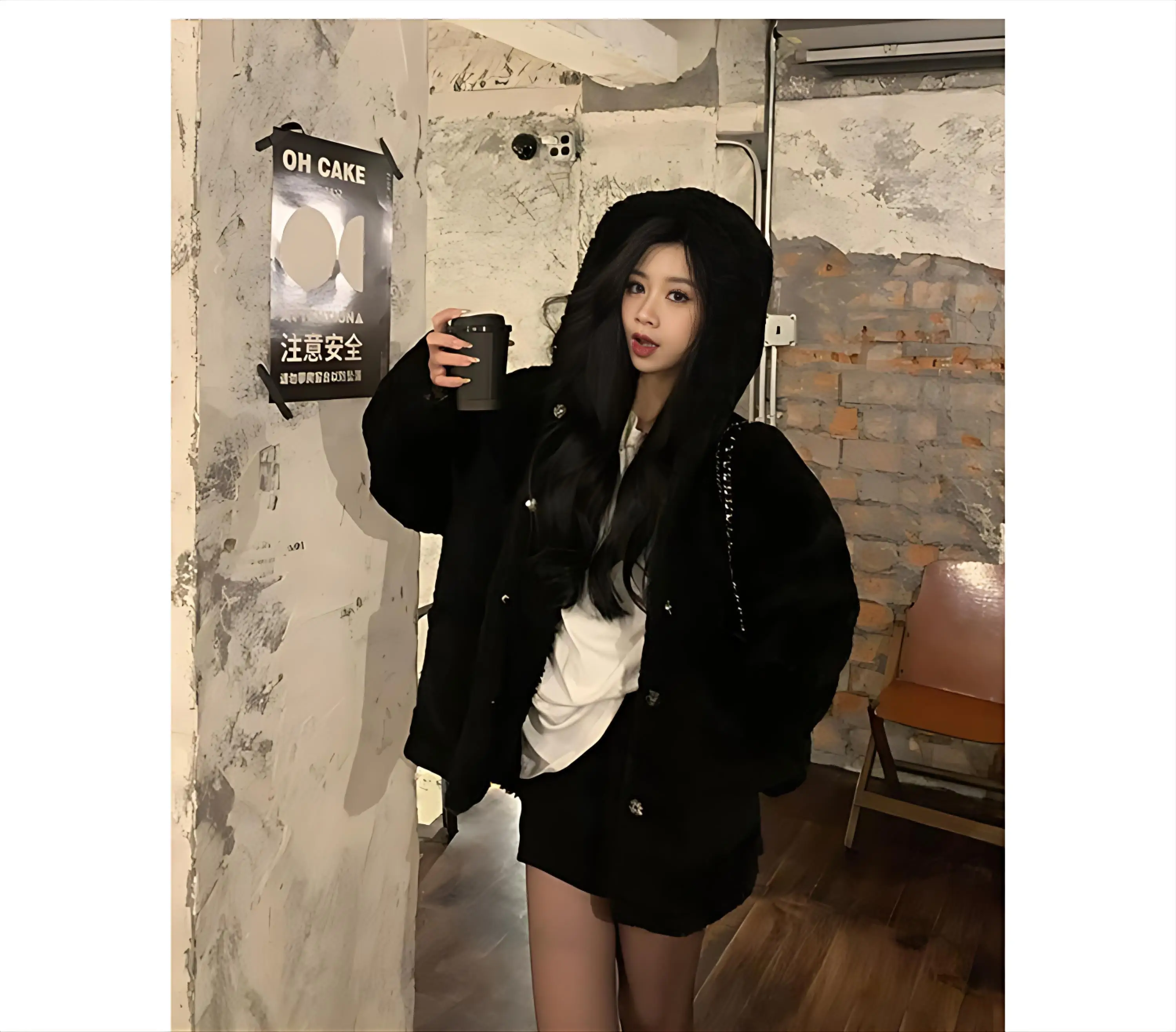 Veste en laine d'agneau pour femme, couleur chameau, style de vie actif, mouvement énergique, mouvement dynamique, activité vigoureuse, Action animée Ins