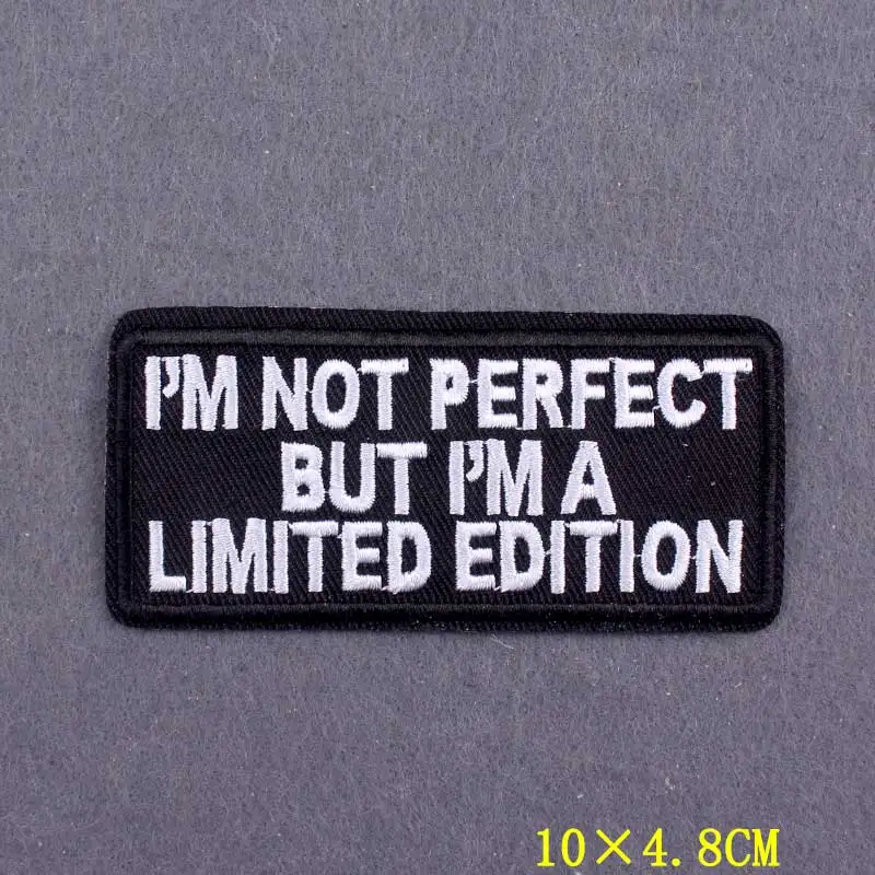 Embroidery Patch Black and white Iron On Patches For Clothing DIY Slogan Badges On Backpack Hippie Hook Loop Patches On Clothes