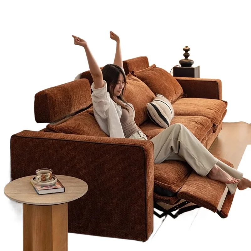 

Nordic style fabric sofa living room 2025 new electric function sleepable reclining straight sofa