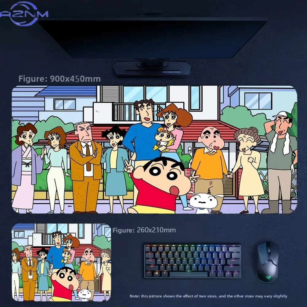 Crayon Shin‑chan All Family Characters Anime Mousepad, Rubber Non‑Slip Large Desk Mat, Classic Cartoon Gaming Mouse Pad for Keyb