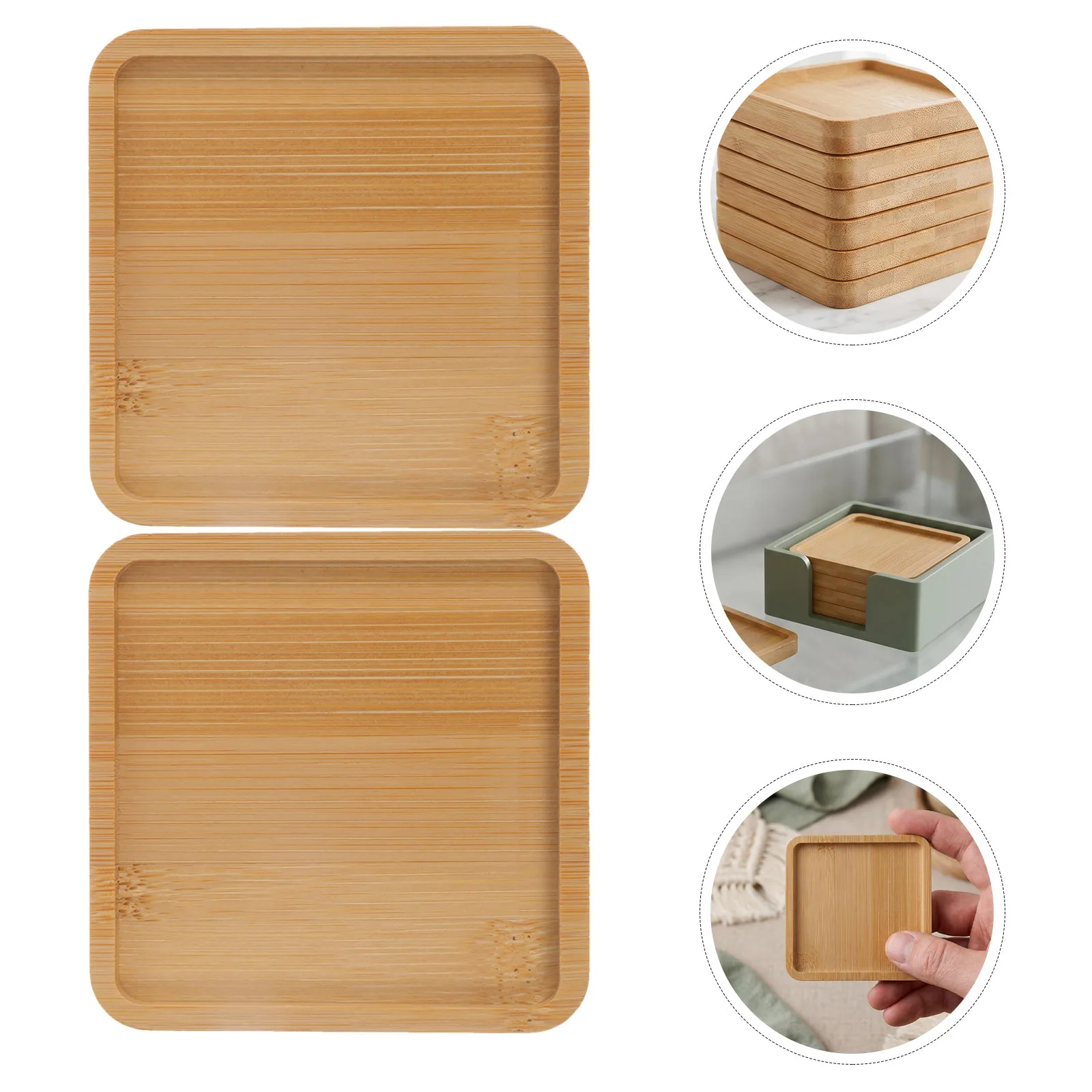 6Pcs Mosaic Coaster Bases Bamboo Smooth Round Blank Mats DIY Craft Kits for Home Decor Glass Tile Mosaic Crafts