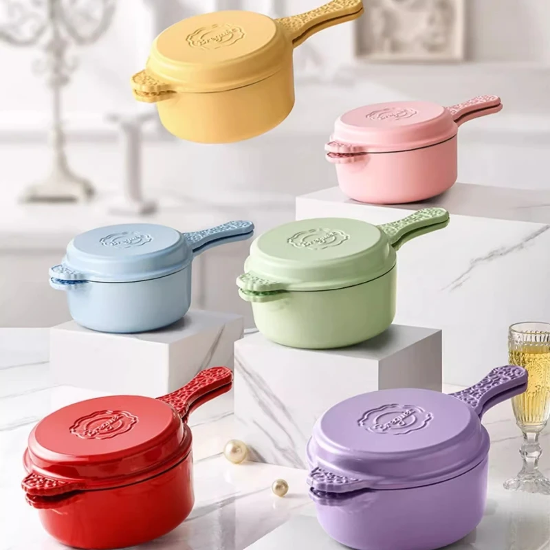 

Vintage Design Enameled Saucepan Baby Food Mini Cookware with Fry & Boil Function Rust-Proof for 1-2 Person Feeding Good-Looking