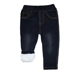 Children's plush jeans 2023 autumn and winter new boys and girls loose casual cow pants pants baby warm pants1-6 years old