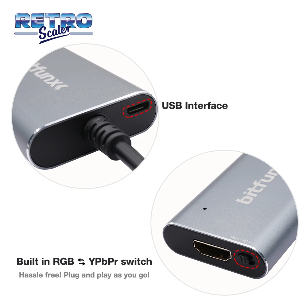 Bitfunx HDMI-compatible Converter Adapter With RGB & YPbPr Switch Compatible PlayStation 1/2 PS1/PS2 Game Consoles