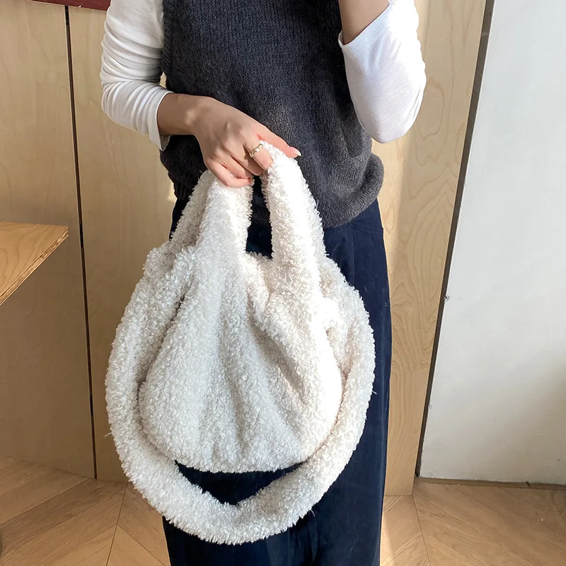 

2025 Autumn Winter Shoulder Crossbody Bags For Women Cute Plush Tote Bags Large Capacity Commuter Travel Handbags