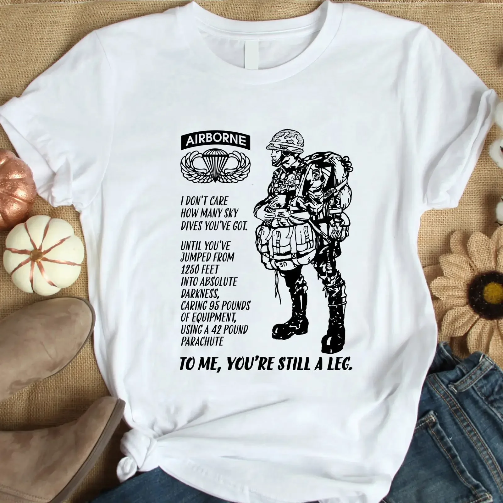 Airborne Paratrooper T-Shirt mit lustigem Zitat, Militär-Veteranen, lässig, Vintage, gewaschen, atmungsaktiv, Unisex, dehnbar, modische Grafik