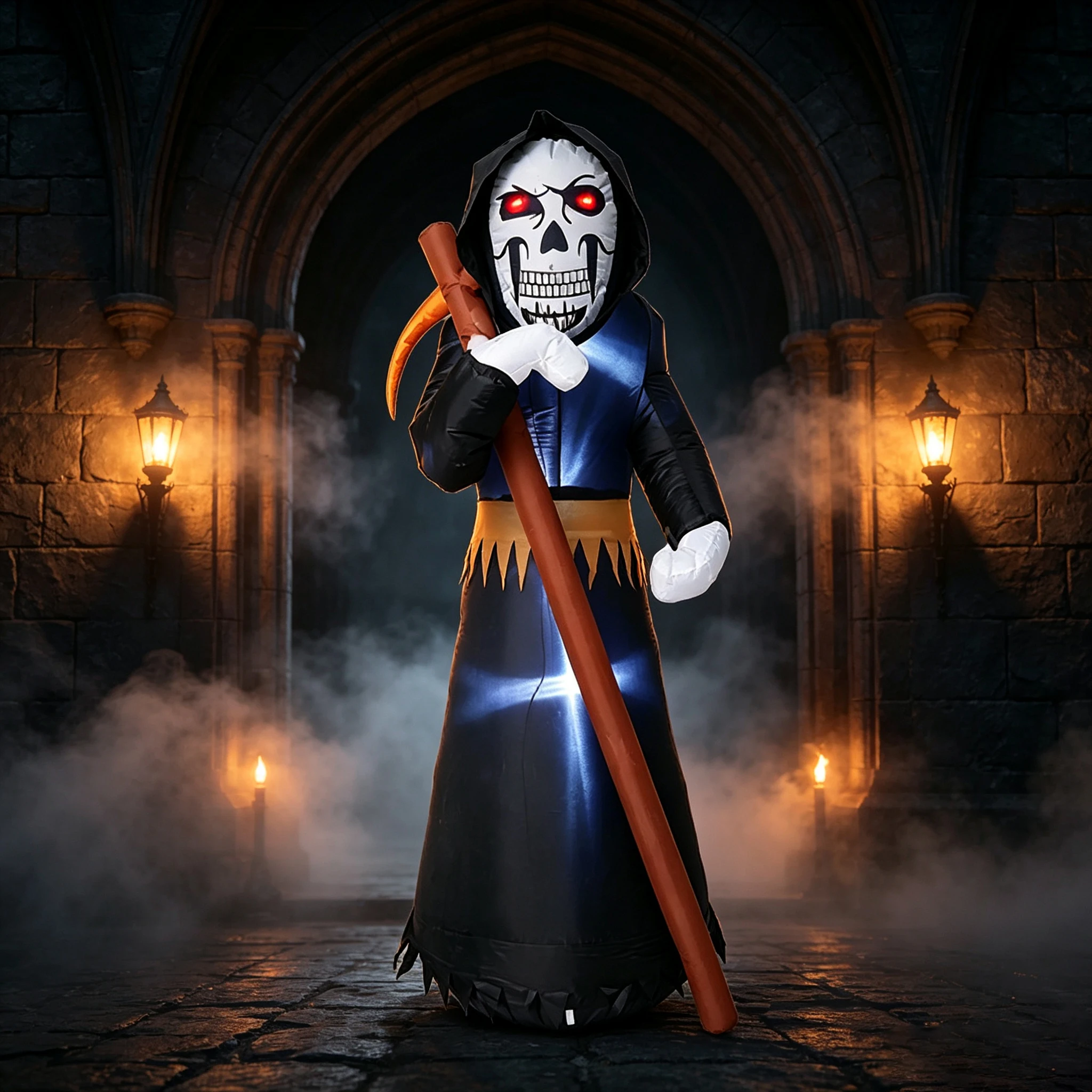 Halloween Skeleton Grim Reaper Inflatable Led Light-Up Figure with a Sickle for Outdoor Yard Decoration Halloween Inflatable Cross-Border