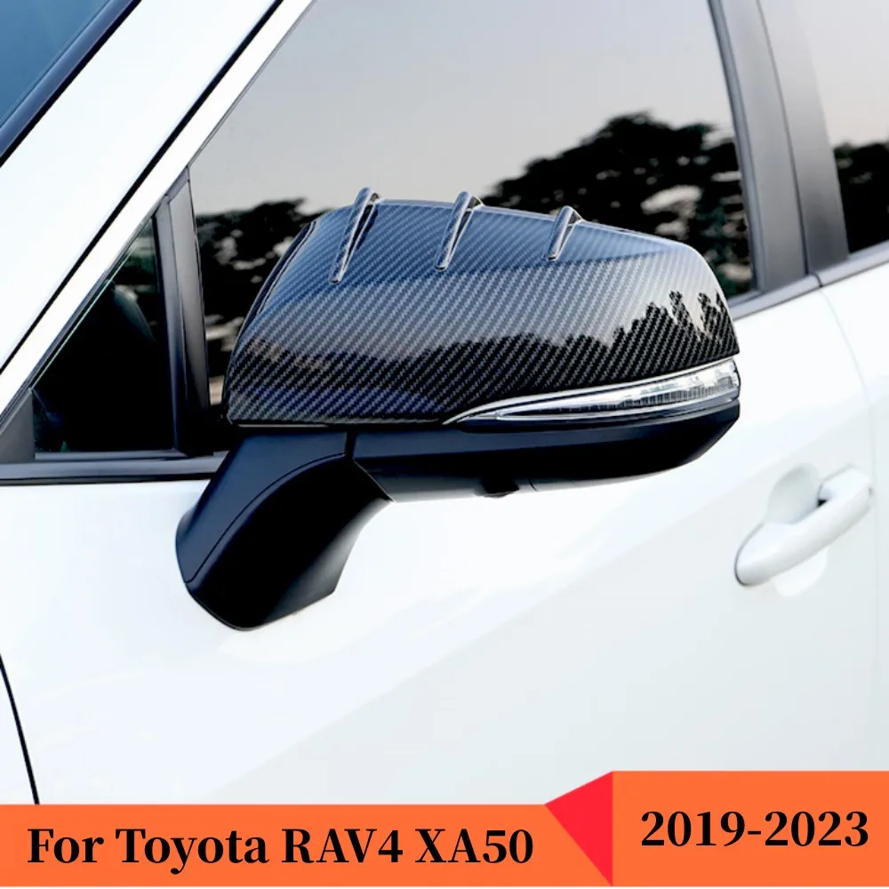 

For Toyota RAV4 RAV 4 XA50 2019 2020-2023 ABS Carbon fiber Car side rearview mirror Cover Trim Sticker Auto Styling Accessories