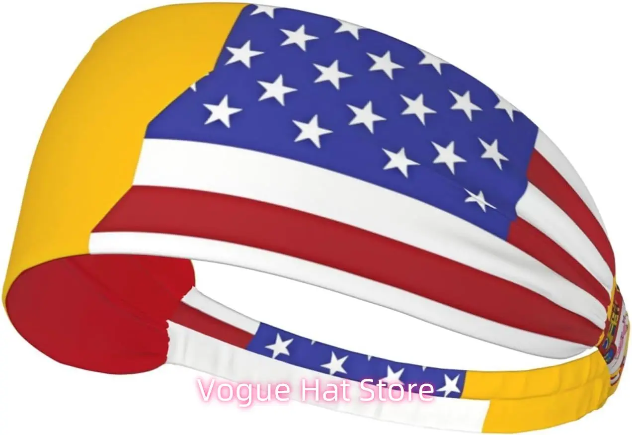 

American Spain Flag Elastic Exercise Headband, Fitness Exercise Yoga Cycling Headband, Outdoor Sports Elastic Sweat-Absorbing He