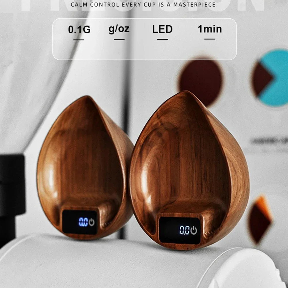Walnut Coffee Electronic Scale Coffee Bean Weigher Espresso Weighing Plate Accurate 0.1g Coffee Bean Weighing Plate Scale