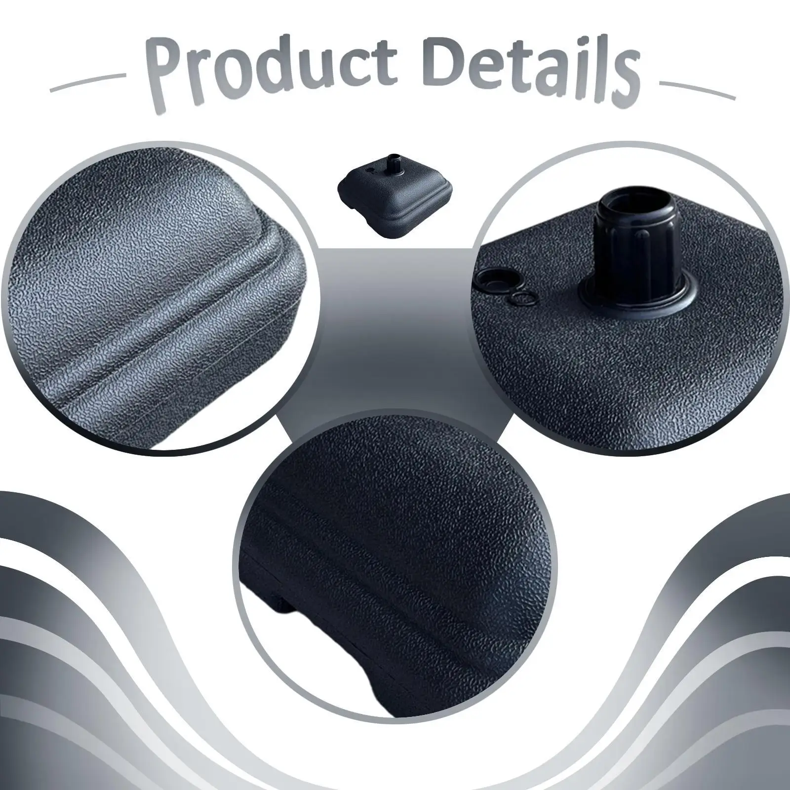 

Patio Umbrella Base Water Filled Plastic Square Parasol Stand Weatherproof Support for Outdoor Garden Backyard Pool