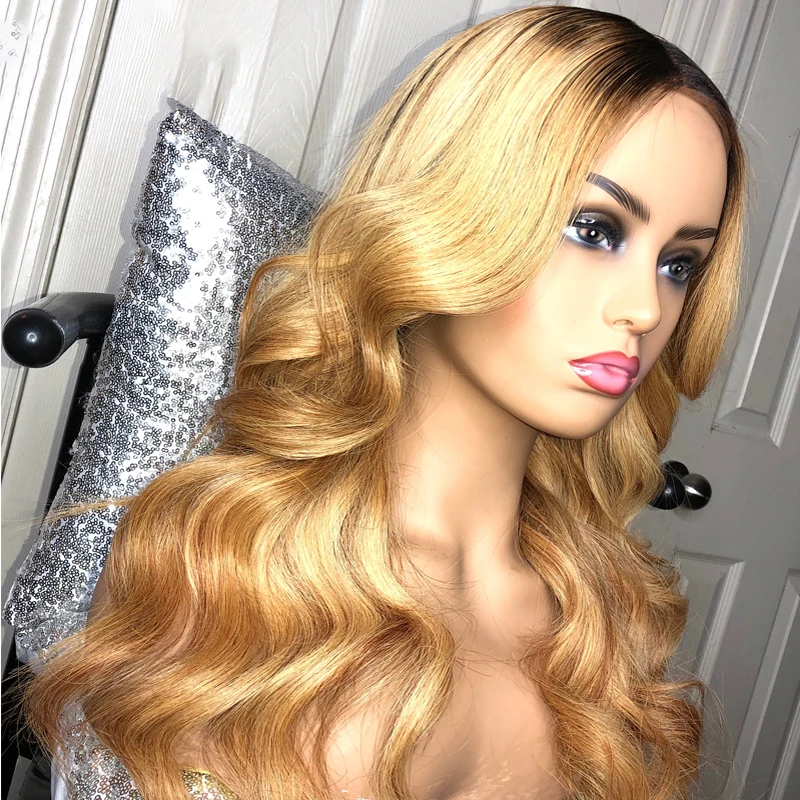 26inch Silk Top Ombre Blonde Body Wave 5x5 Silk Base Jewish Human Hair Wig With Baby Hair HD Lace European Hair Preplucked