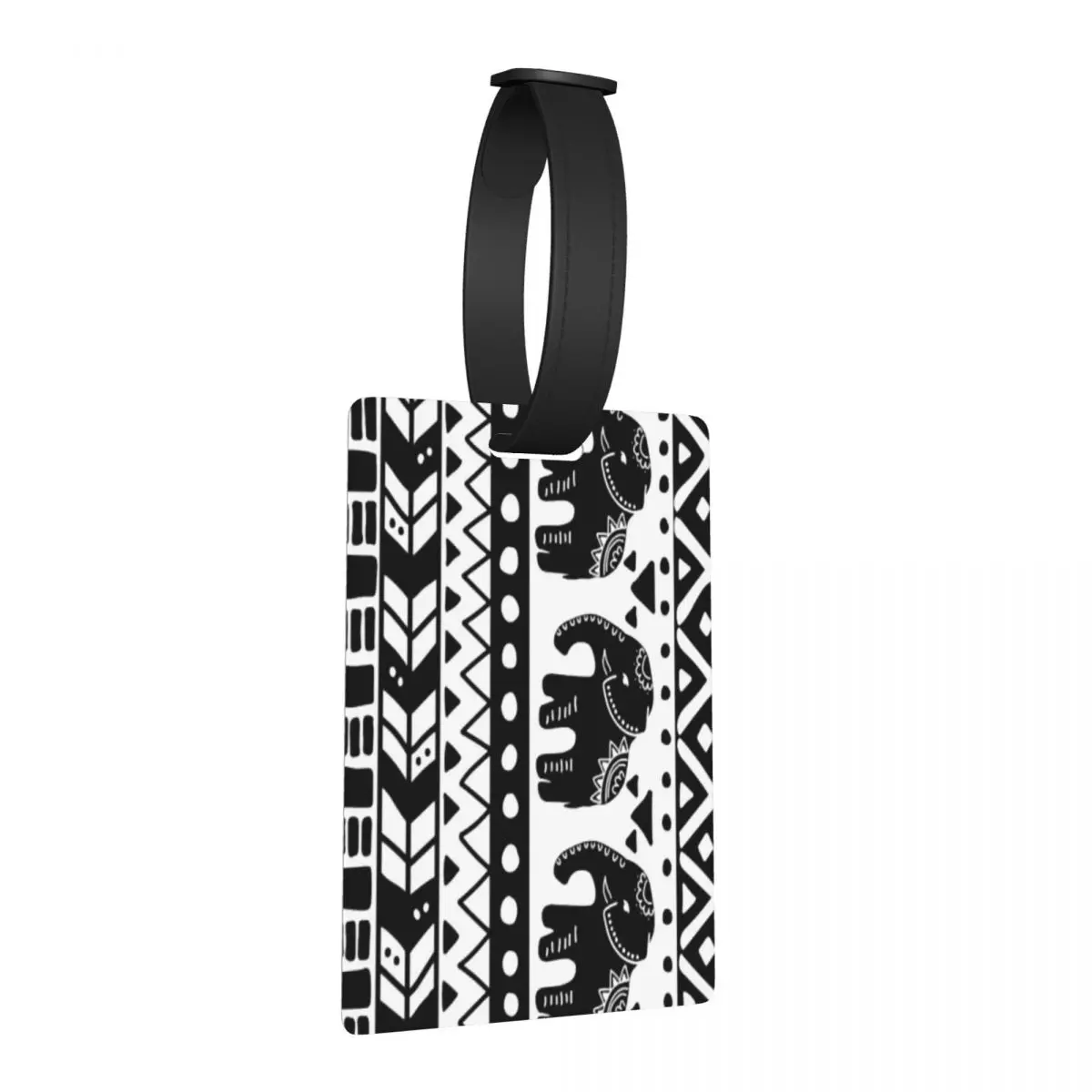 

Этнический геометрический слон, бесшовный узор, багажные бирки, чемодан, модный багаж, посадочная бирка, держатель этикетки, идентификационное имя, адрес