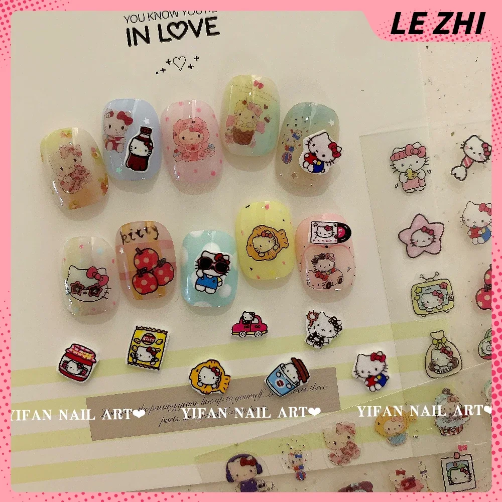 

1Pcs 5D Kawaii Animals Nail Sticker Accessories Cartoon Cute Hello Kitty Bear Dog Sheep Self-Adhesive Diy Nail Supplies Stickers