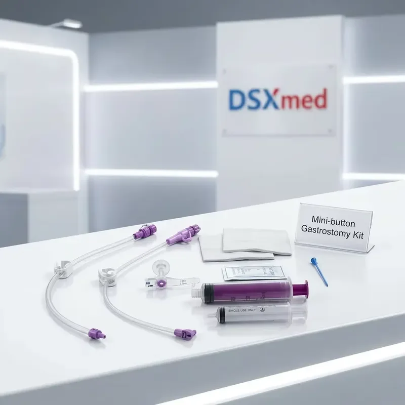 DSXmed Low-Profile Mini-button Gastrostomy Kit CE Certified EO-Sterilized Medical Silicone PEG Enteral Feeding 12-24Fr