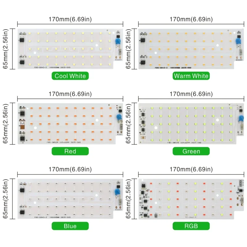 50W LED Flood Light Chip SMD 2835 Outdoor Floodlight Spotlight Beads AC 220V For LED Street Lamp Landscape Lighting RGB Chips