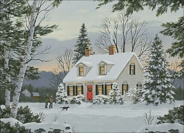 

Snowy day Winter house Sewing kit 18CT 16CT 14CT Unprinted Cross Stitch Kits Embroidery Art DIY Handmade Needlework Home Decor