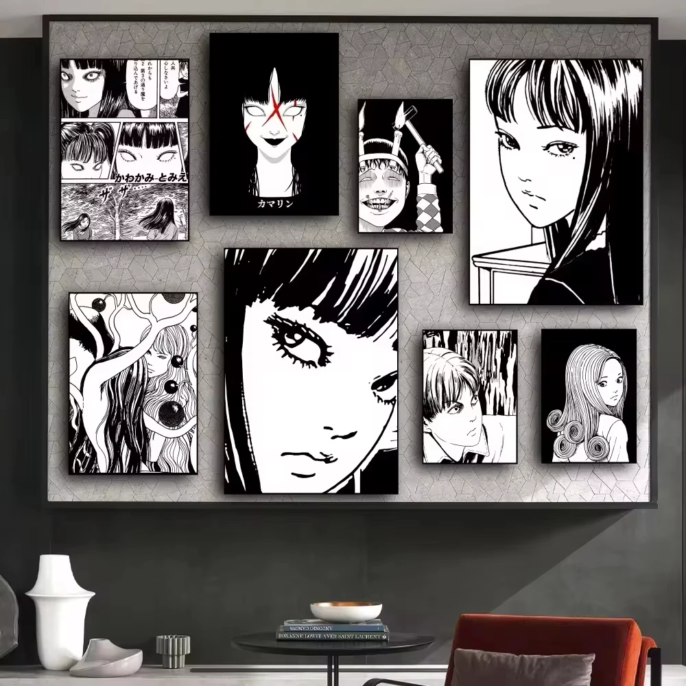 Junji Ito Terror Horror Manga póster impresiones calcomanías de pared pegatinas imágenes lienzo pintura sala de estar decoración del hogar