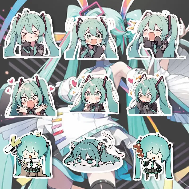100 قطعة ملصقات Kawaii HatsuneMiku لطيف الكرتون الشارات المجلات القرطاسية جراب هاتف محمول ملصق مضاد للمياه حزمة اللعب
