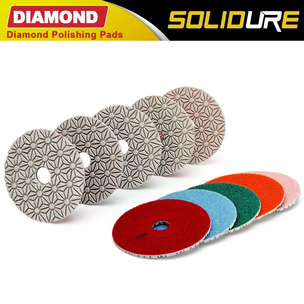 

5pcs/set 4 inch 100mm dry or wet 5 step polishing pads Diamond Granite Polishing Tool Marble Concrete Grinding