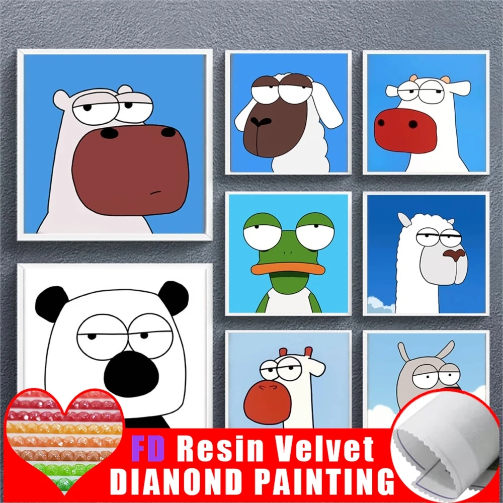 

FD Смола 5D Алмазная Художественная Роспись Веселая Картина Животных Мозаика Полный Квадратный Дрель Алмазная Вышивка Современное Украшение Дома