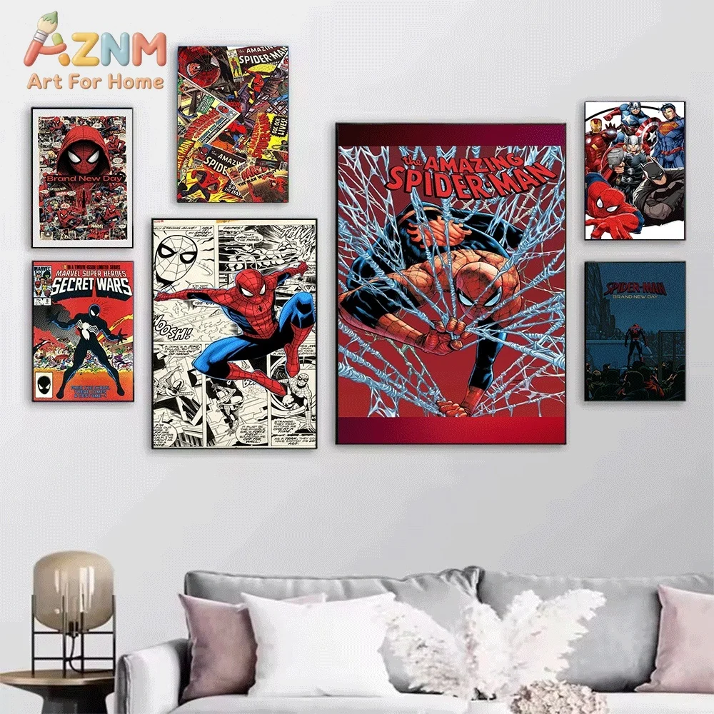 Vintage Comic Spiderman Superhero Canvas Wall Art Poster Marvel Secret Wars Print Picture Home Bedroom Living Room Wall Decor