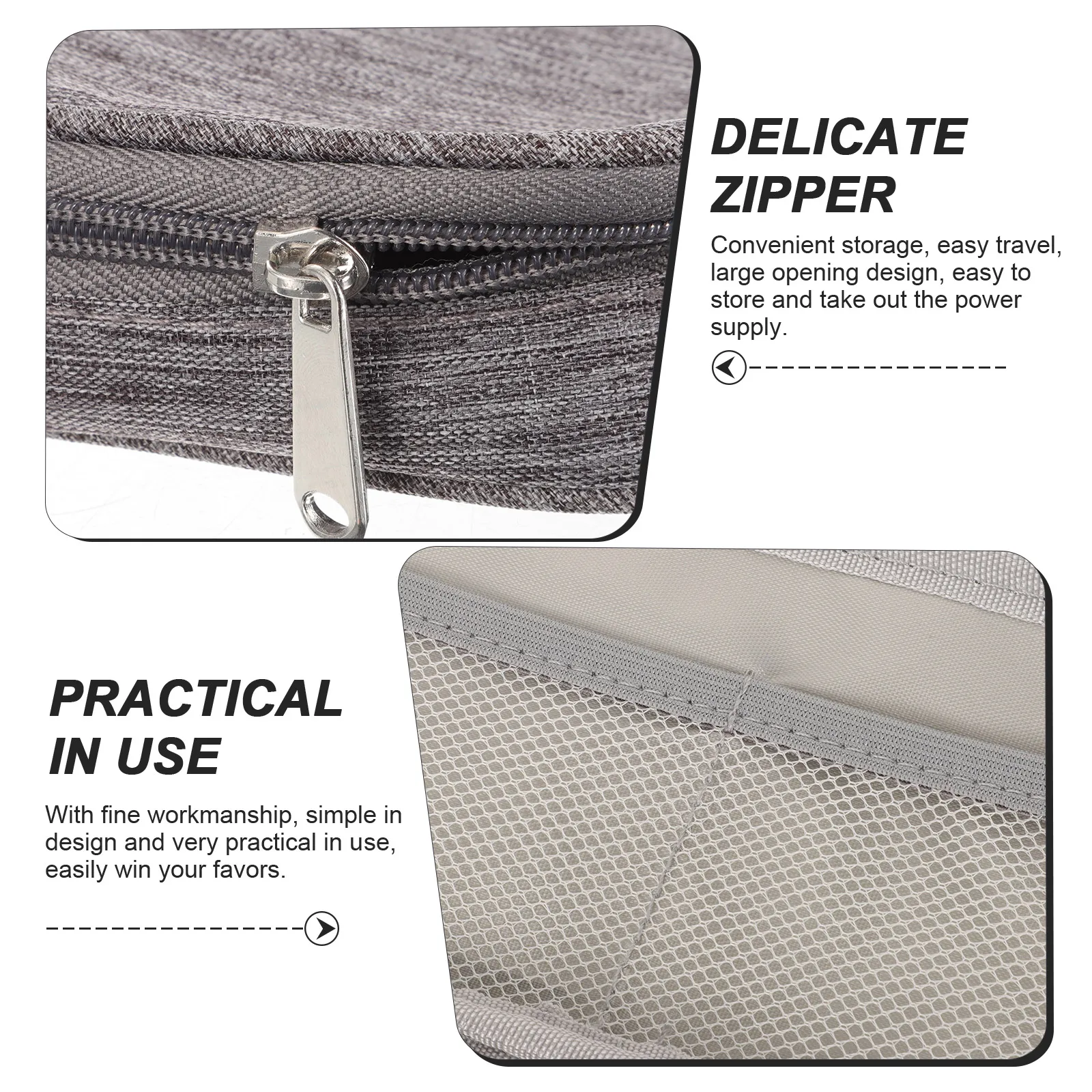 

Power Bank Storage Bag Digital Cable Organizer Travel Electronic Accessories Grey Lightweight Water Resistant Scratch Proof