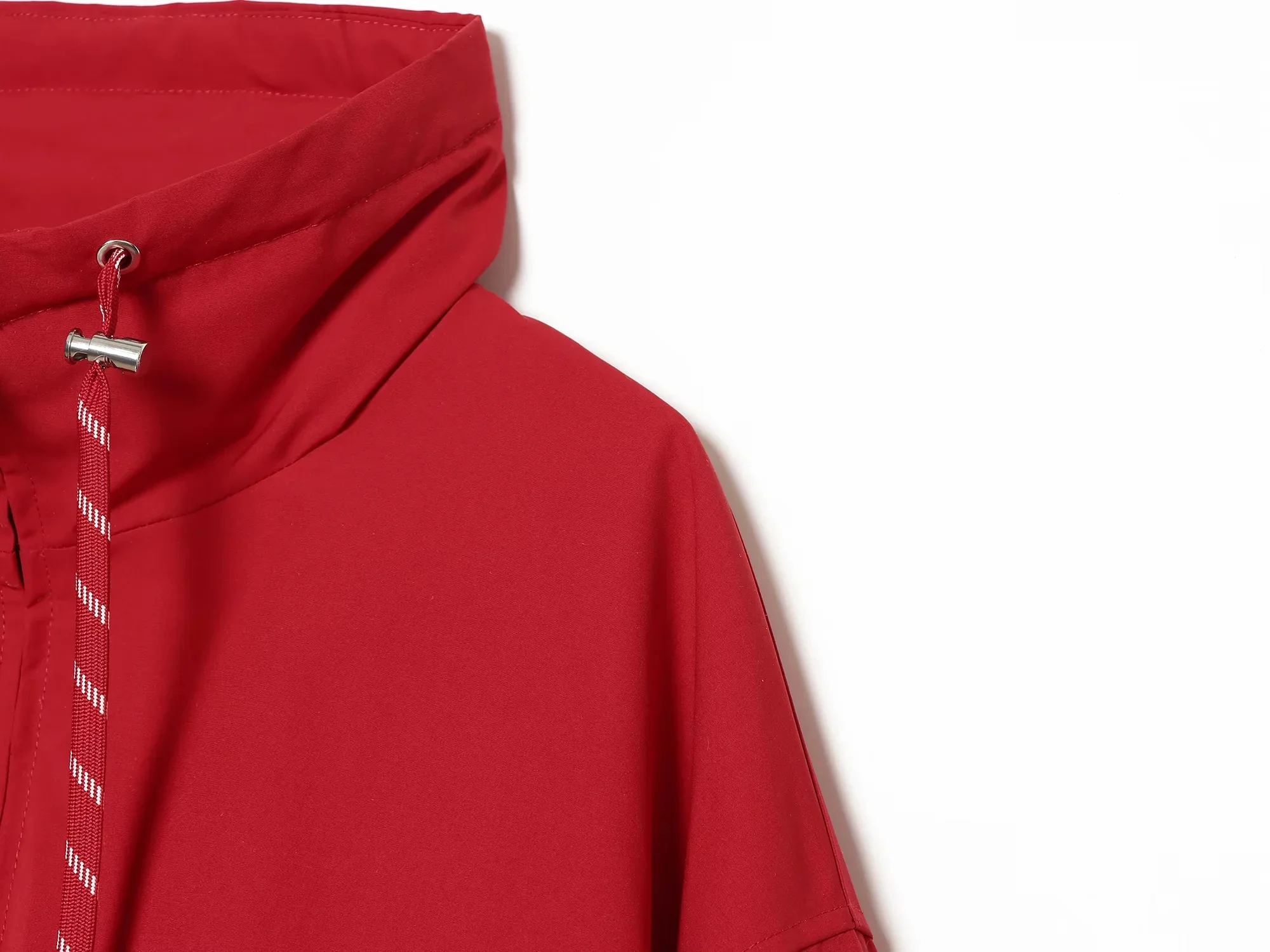 KONDALA Streetwear Lässige Schicke Rote Damenjacke mit Stehkragen, Langen Ärmeln und Kapuze, Mode 2026 Herbst-Winter-Jacke – Detail 8