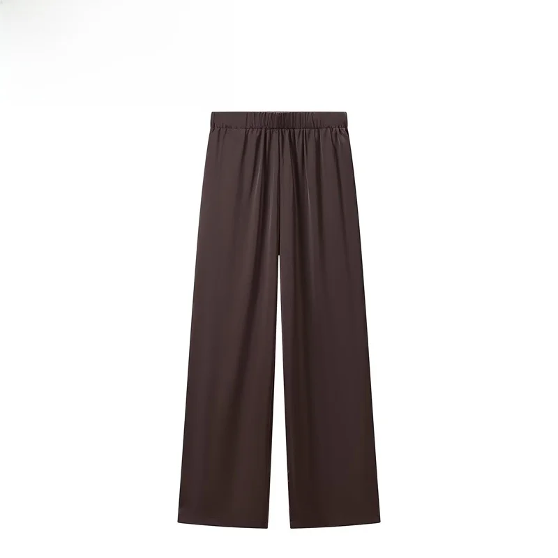 New Women's Straight Leg Satin Casual Pants Fashionable Cleanfit Polyester Fiber Natural Waist Summer Seasonal Exclusive
