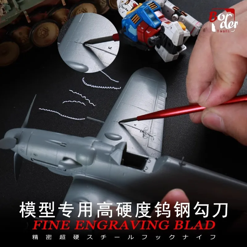 DIY Model Assembly Tools High Stiffness Scoring Hook Knife Scribe Carving Knife 0.1/0.2/0.3/0.5mm For Military Model DIY