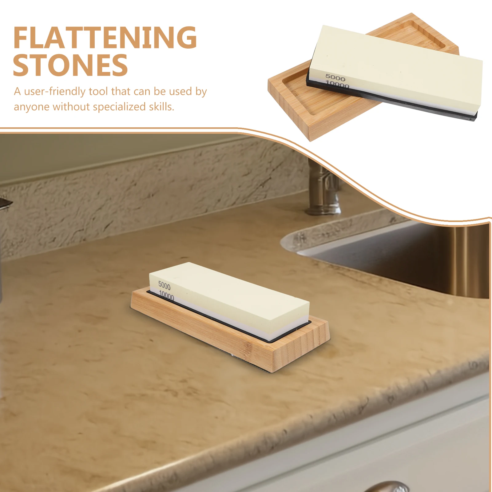 

Knife Sharpener Set Double Sided Oil Chef Bamboo Flattening Stones White Corundum Block Repair Sharpening Tool