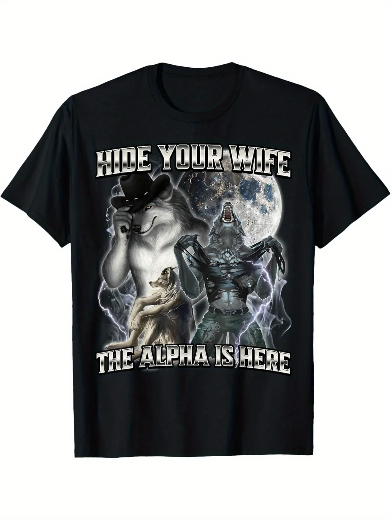 Quality Materials  Hide Your Wife  Alpha Comes T-shirt  Everything Goes with It Fashion Harajuku T-shirt Women's Y2K Clothing ﻿